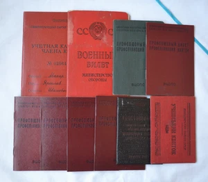 Soviet Certificate ID Lot 10x USSR Document CPSU party military ticket card set - Picture 1 of 18