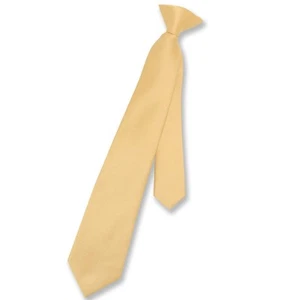 Vesuvio Napoli Boys CLIP-ON NeckTie Solid GOLD Color Youth Neck Tie - Picture 1 of 3