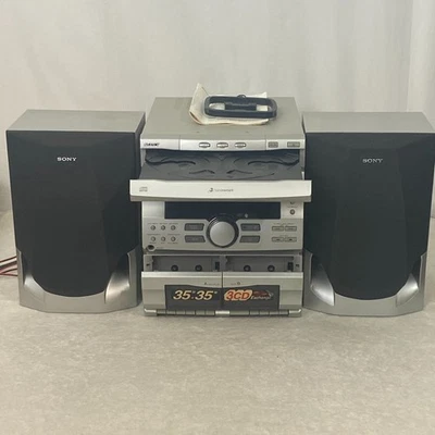 Sony MHC-RX33 Mini Hi-Fi System 3-CD Changer Dual Cassette + Speakers & Manual - Image 1 of 4