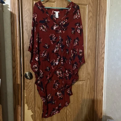 Maurice’s Mujer Cubre Talla Única Botón Rojo Floral Playa Tropical Vacaciones Foto 1 de 4