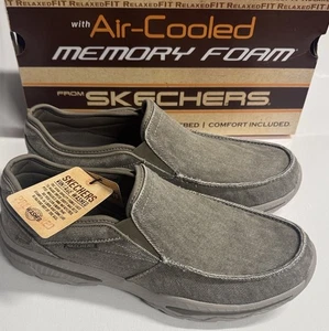 Skechers Canvas Schuhe Herren 9,5 Halbschuhe Memory Foam Moseco Taupe - Bild 1 von 5