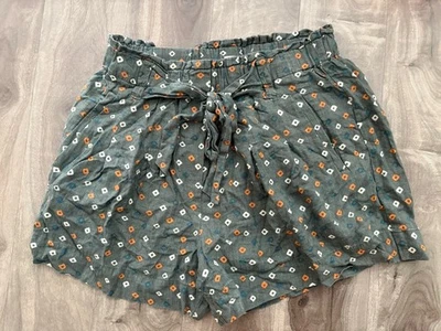 Pantalones Cortos Anthropologie de Lino para Mujer XS Verde Cintura Elástica Lagenlook, Bolsillos Foto 1 de 4