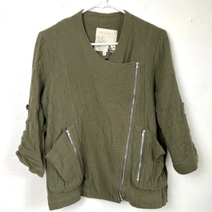 En Cream Women’s Cropped Jacket Women’s Size S Cotton Zip olive boho - Picture 1 of 7