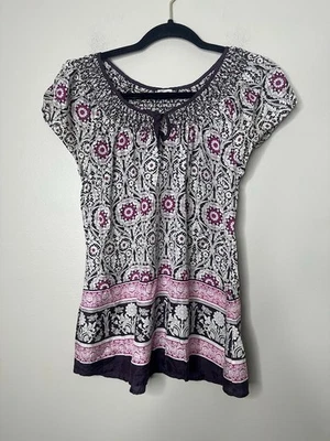 Blusa Top Heritage 1981 Rosa Púrpura 100% Seda Calada Talla M Hippie Fluida Boho Foto 1 de 4