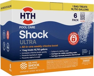 HTH 52040B Swimming Pool Care Shock Ultra, Swimming Pool Chemical 1 lb (6 Pack) - Picture 1 of 4
