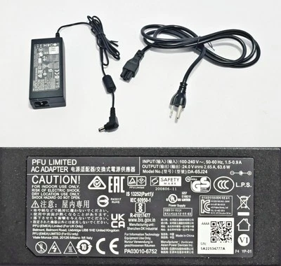 PFU Limited AC Adapter DA-65J24 24.0 64W For Fi6130 Fi6140 Fi7160 Scanner - Image 1 of 4