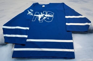 Jets NG Hockey Jersey Athletic Knit Canada Adult 4XL Blue Goalie #32 AK Planes - Picture 1 of 13
