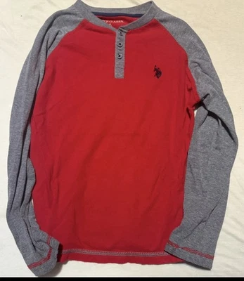 Camisa Polo Ralph Lauren Niños Talla 7/8 Roja y Gris Manga Larga Foto 1 de 4