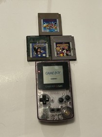 Nintendo Game Boy Color Handheld System - Atomic Purple tested works (NO SOUND)