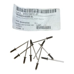 #44 Full Stainless Steel Rivets BLACK 200 pieces FREE SHIPPING - Picture 1 of 1