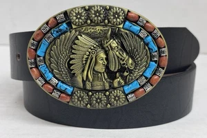 Indische Schnalle (3”-”3 1/2”) passend für 1-1/2” breiten Gürtel, Angebot mit kostenlosem Gürtel - Bild 1 von 1