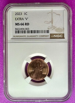 2023 1c Extra "V" VDBV Lincoln Shield Cent NGC MS66RD (003) - Image 1 of 2