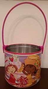 Strawberry Shortcake Tin Pail Cheerleading Theme Cheer Storage Bucket, Trash Can - Picture 1 of 12