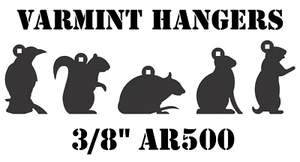 3/8" AR500 Steel Shooting Targets - 5pc Varmit/Animal Silhouette Hanger Set - Picture 1 of 4