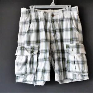 HOLLISTER California Mens Cargo Shorts Size 30 India Plaid Pockets Button Fly - Picture 1 of 9