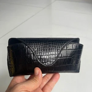 Black 100% Real Genuine EXOTIC Belly Leather Skin Sunglass Case- Handmade - Picture 1 of 14