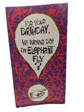 VTG 1968 Barker Cards Large 15" x 8" Happy Birthday Card with Envelope Elephant