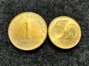 2 AUSTRIA Coins: 1992 One Schilling & 1995 Fifty Groschen - Picture 1 of 5