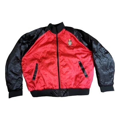 Vtg 90's Shiny Satin Bomber Jacket Black & Red CR ENGLAND 2XL Glanz - Image 1 of 4