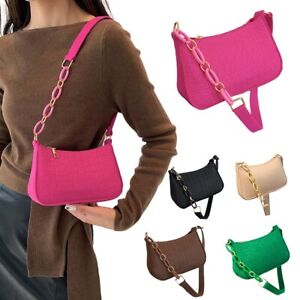 Stylish Women's Armpit Handbags Felt Shoulder Bags Green Crescent Saddle