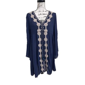 Miss June Paris Damen transparentes Kleid Cover Up blau bestickt Einheitsgröße - Bild 1 von 8