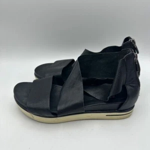Eileen Fisher schwarze Leder-Plateausandalen mit Reißverschluss hinten Größe 6,5 - Bild 1 von 8