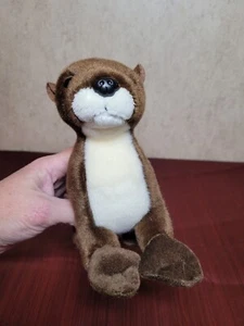 JUGUETE DE PELUCHE DE NUTRIA DE RÍO AURORA 2022 MARRÓN BLANCO 10,5" Sin etiqueta de relleno - Imagen 1 de 9