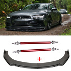 Carbon Fiber Front Bumper Lip Spoiler Splitter Strut Rods For Audi A4 A5 A6 A7