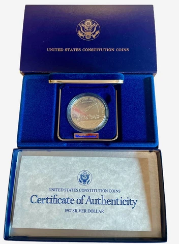 1987 US Mint Constitution Proof Silver Dollar Commemorative Coin Cover