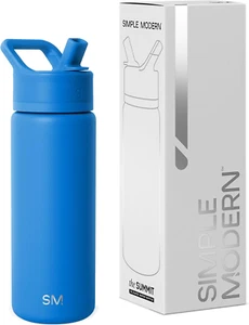 Kids Water Bottle with Straw Lid | Vacuum Insulated Stainless Steel Metal | Reus - Picture 1 of 3