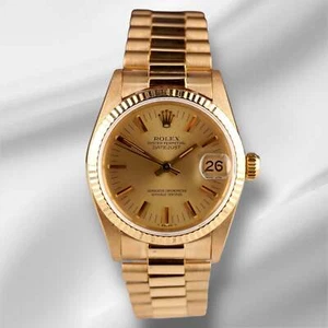 Rolex President 31mm Datejust Midsize Yellow Gold Vintage Ladies Watch 6827 - Picture 1 of 11