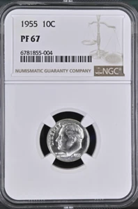 1955 Proof Roosevelt Dime NGC PF 67 - Picture 1 of 2