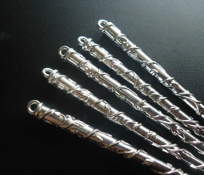 Металлические палочки для волос с лозой, яркое серебро с петлей, длина 5 дюймов, набор из 2 - Изображение 1 из 2