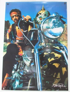 Vintage 2003 JIMI HENDRIX Poster " Motorcycle Image " Rock & Roll Icon - Picture 1 of 4