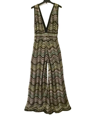 Mono transparente M Missoni multicolor ondulado a rayas cuello en V pierna ancha 46 regular $1095 Foto 1 de 4