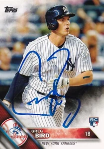GREG BIRD SIGNED AUTO'D 2016 TOPPS CARD #188 NEW YORK YANKEES TEXAS RANGERS - Picture 1 of 3
