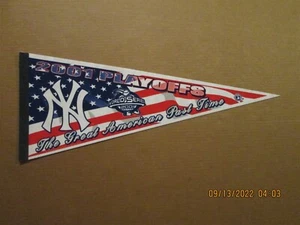 MLB New York Yankees Vintage 2001 Playoffs The Great American Past Time Pennant - Picture 1 of 1