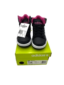 Adidas Neo Kids High Top Sneakers Size 11K Style BB9TIS K Black Gray Pink White - Picture 1 of 5