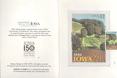 1996 FDC - Scott# 3088 - Iowa Statehood - Folio  #B - Image 1 of 2