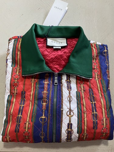 Giacca uomo Gucci Track verde multicolore nuova con etichetta $2980 taglia M Italia