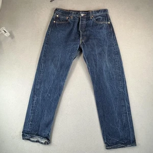 Vintage Levis 501 Jeans Mens 32x30 Blue 0000 Raw Denim Paint Stains Tag 36x32 - Picture 1 of 13