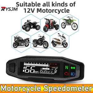 Universal Motorcycle Speedometer Digital Speed Meter LED Tachometer Dashboard - Picture 1 of 30