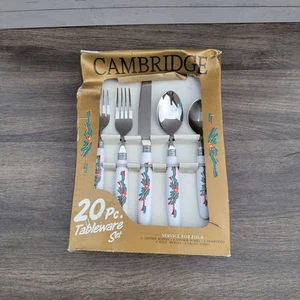 Cambridge Edelstahl 20-teiliges Besteckset Weihnachten Weihnachtsstern & Bänder Neu aus altem Lagerbestand - Bild 1 von 5