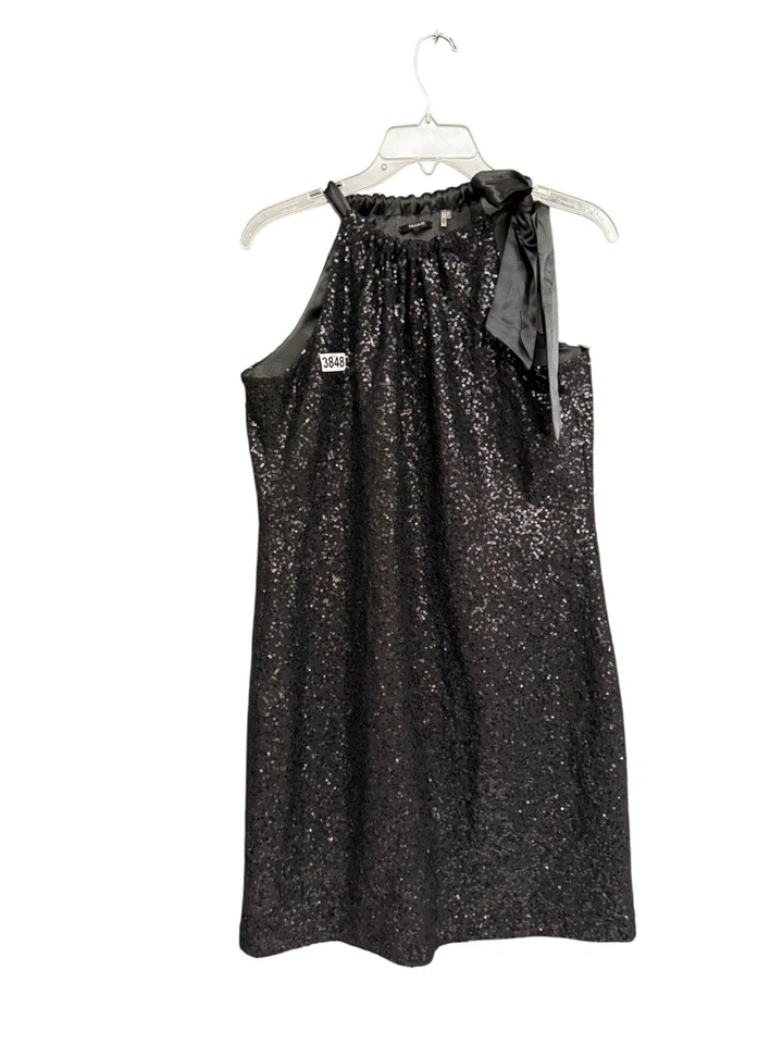Tahari A line Mini Dress Sequin Halter Neck Sleeveless Black Medium - Image 1 of 4