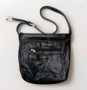 Stone & Co Black Pebbled Leather Adjustable Strap Crossbody Bag Purse Pockets! - Picture 1 of 6