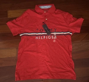 Polo Tommy Hilfiger manica corta uomo rossa con etichette  - Foto 1 di 5