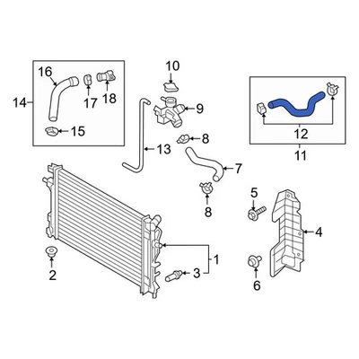 For Hyundai Elantra GT 2018-2020 Hyundai 25412F2100 Lower Radiator Coolant Hose - Image 1 of 4