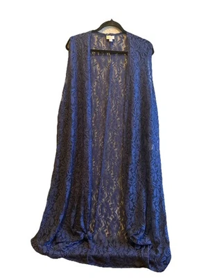 Lularoe Elegant Lace Large Joy Duster Vest Navy and Silver Extra Large EUC - Image 1 of 4