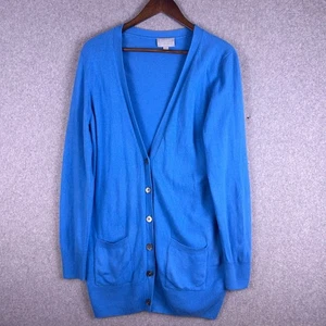 Pure Collection Strickjacke Damen 8/10 blau 100% Kaschmir V-Ausschnitt aufgesetzte Tasche kuschelig - Bild 1 von 11