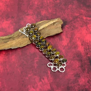 Yellow Flash Labradorite Gemstone 925 Sterling Silver Handmade Jewelry Bracelet - Picture 1 of 5